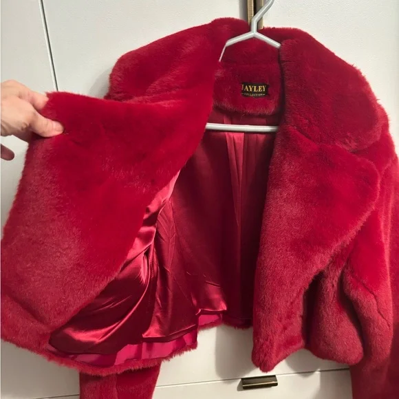 Red Faux Fur Jacket - Picture 2 of 3